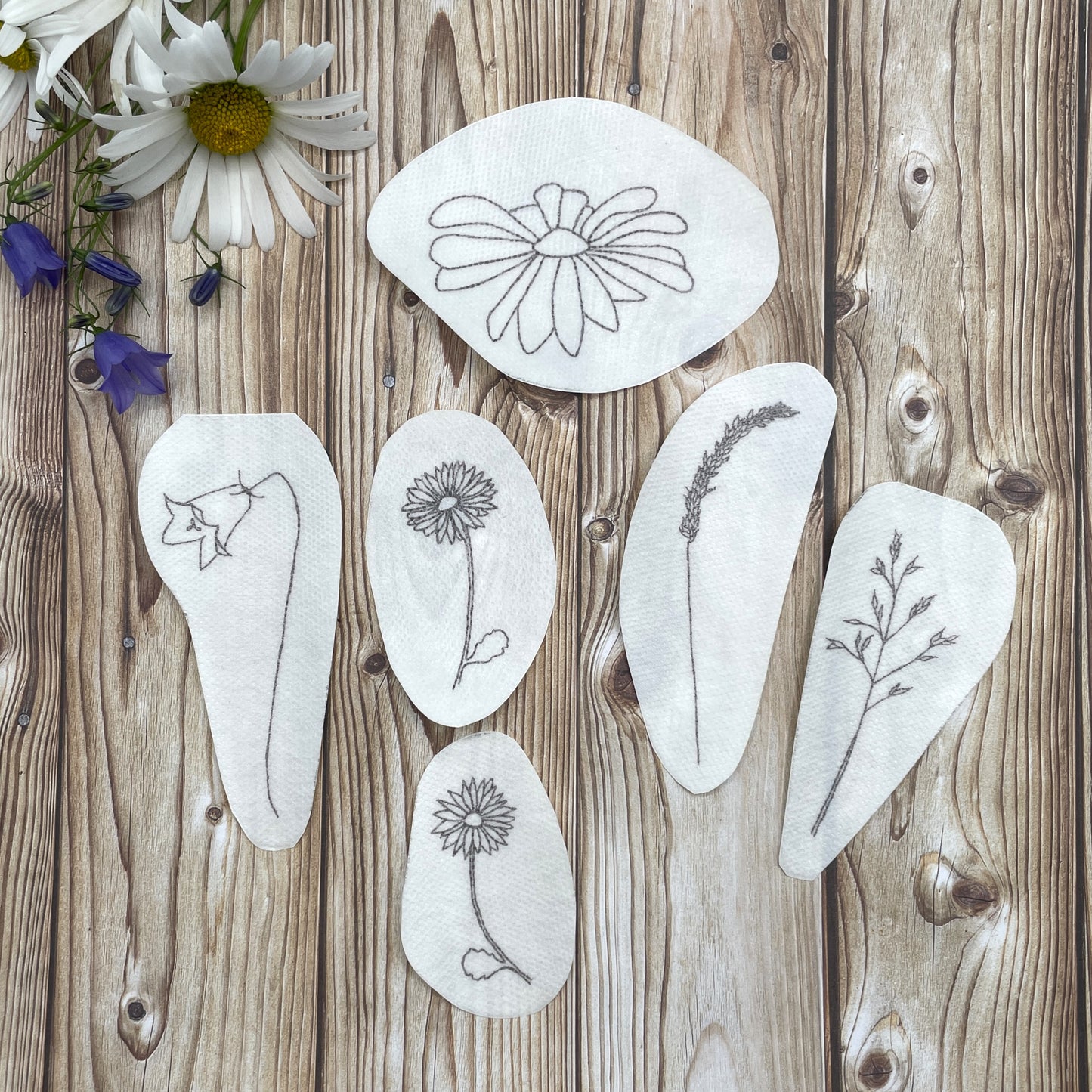 Meadow wildflower embroidery patches