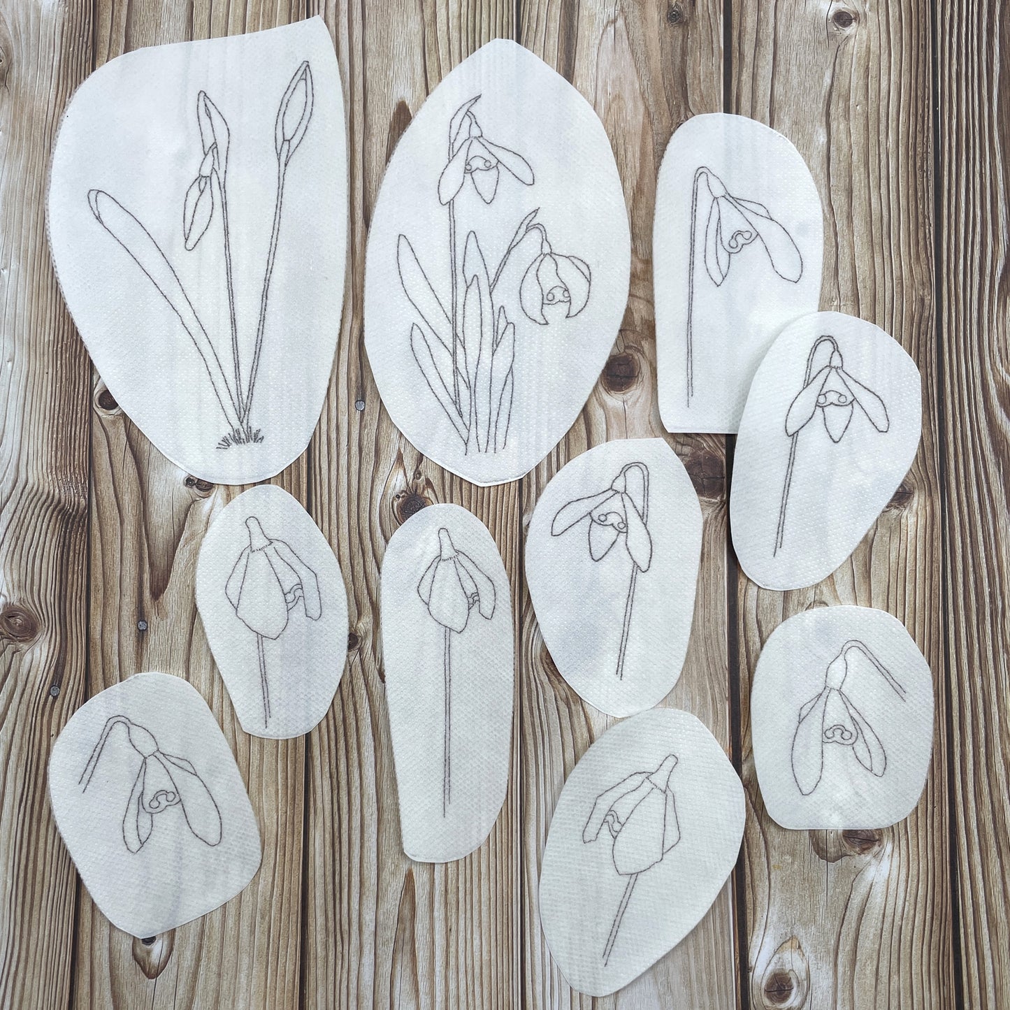 Snowdrop stick and stitch patterns