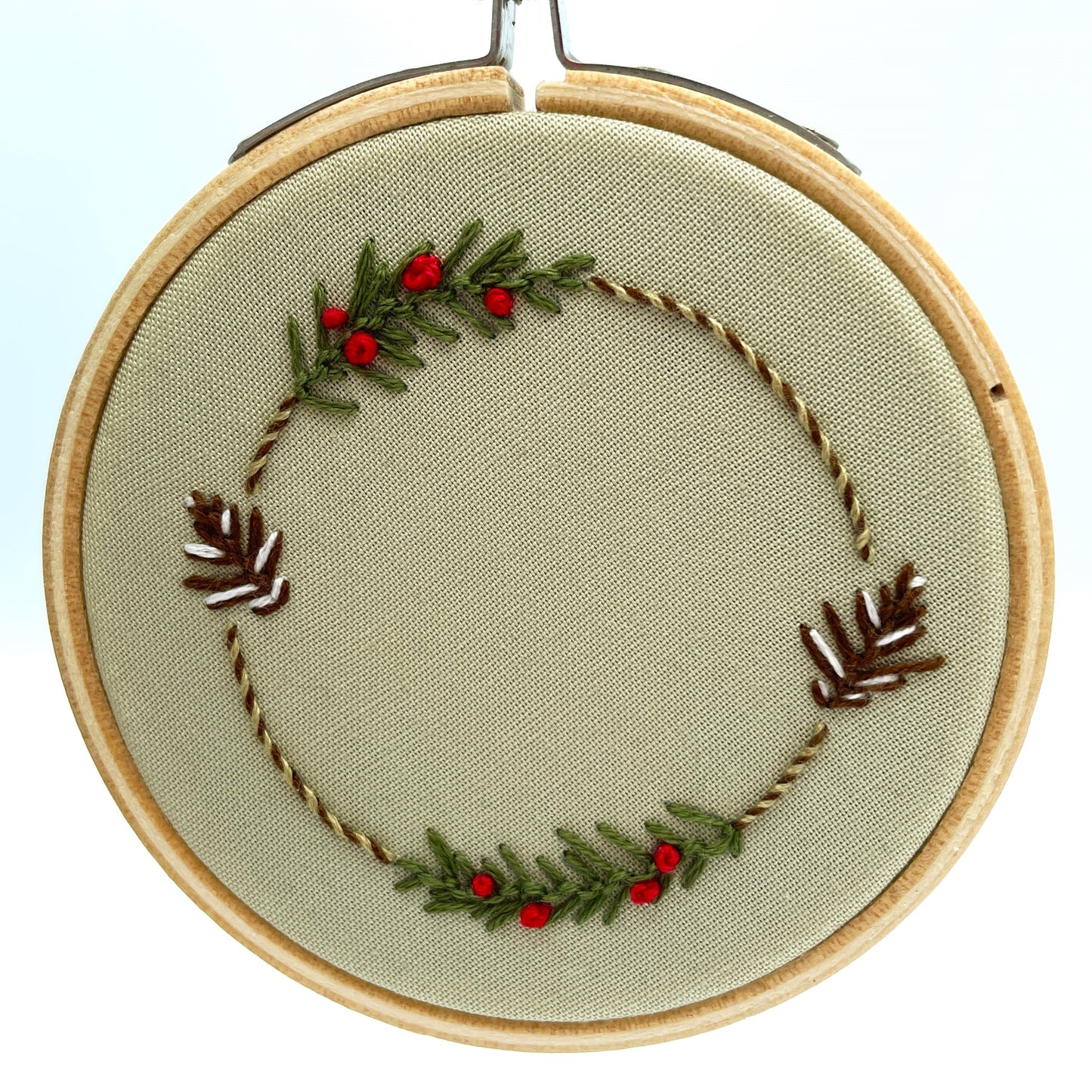 Christmas wreath embroidery kit, 3"