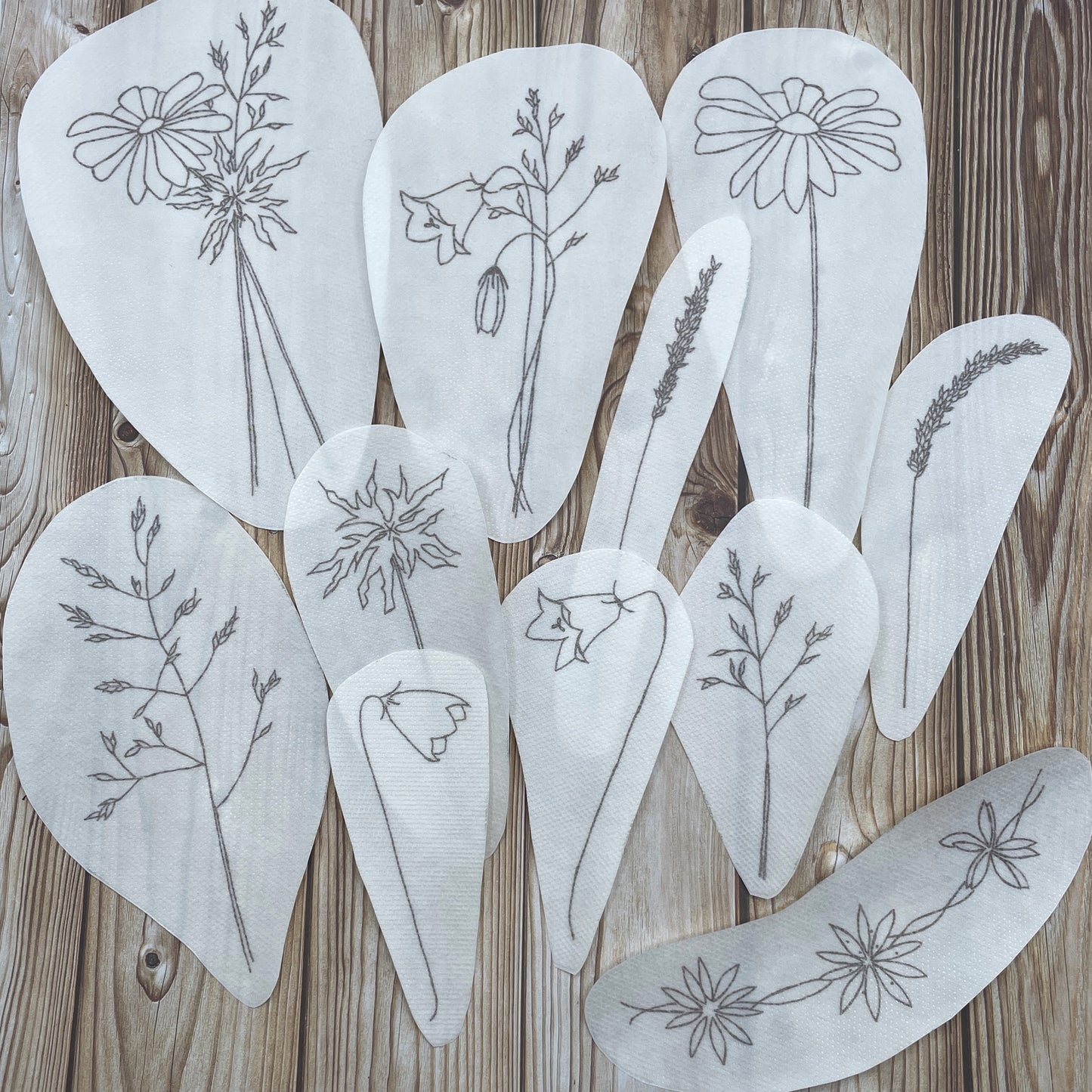 Meadow wildflower embroidery stickers