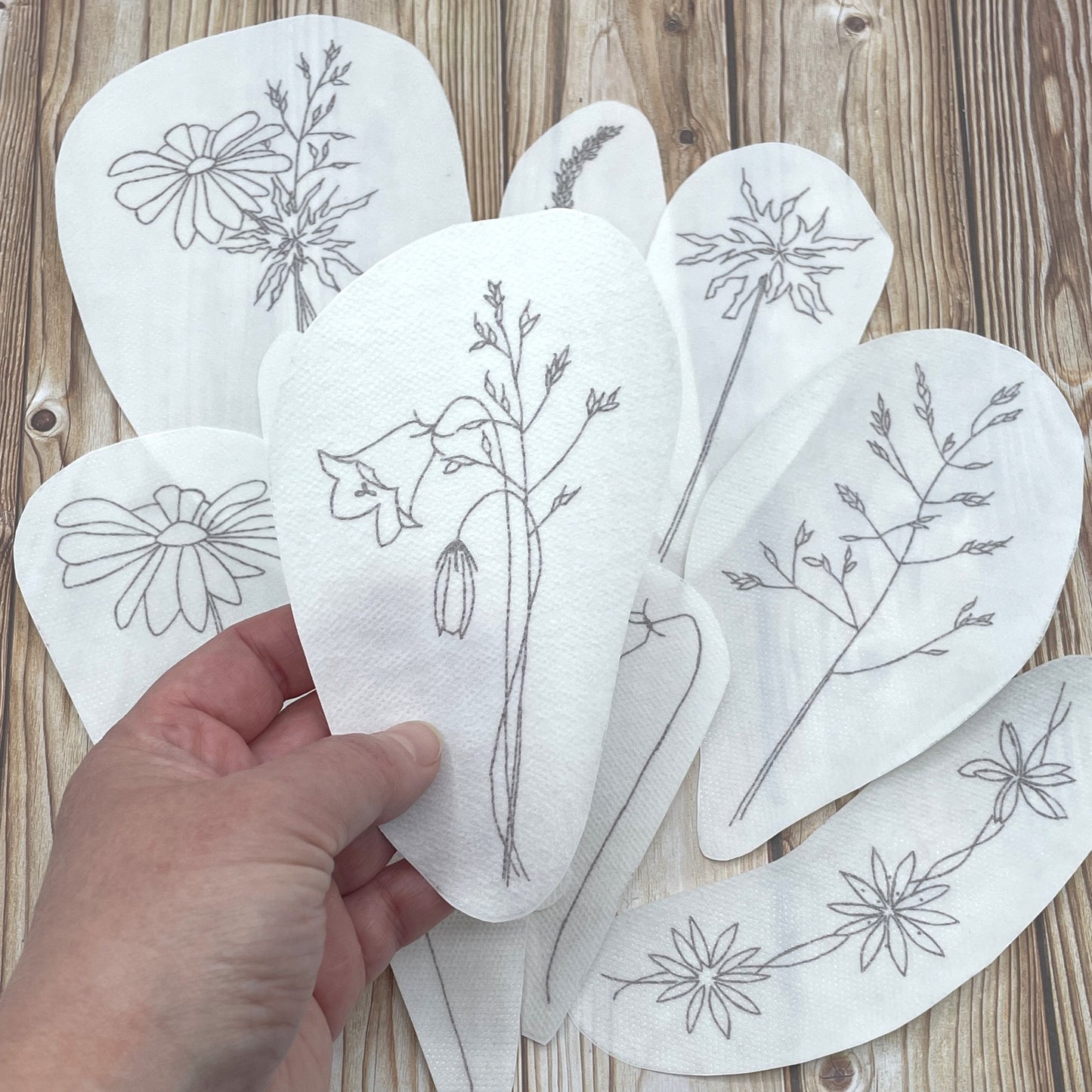 Meadow wildflower embroidery stickers