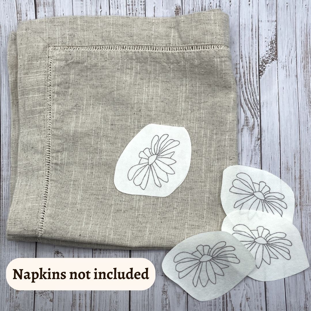 Ox eye daisy embroidery stickers | Napkin set