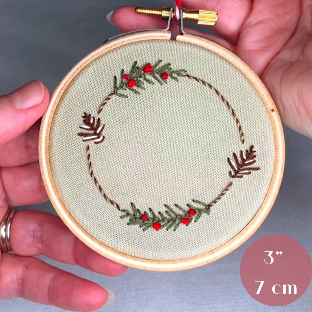 Christmas wreath embroidery kit, 3"