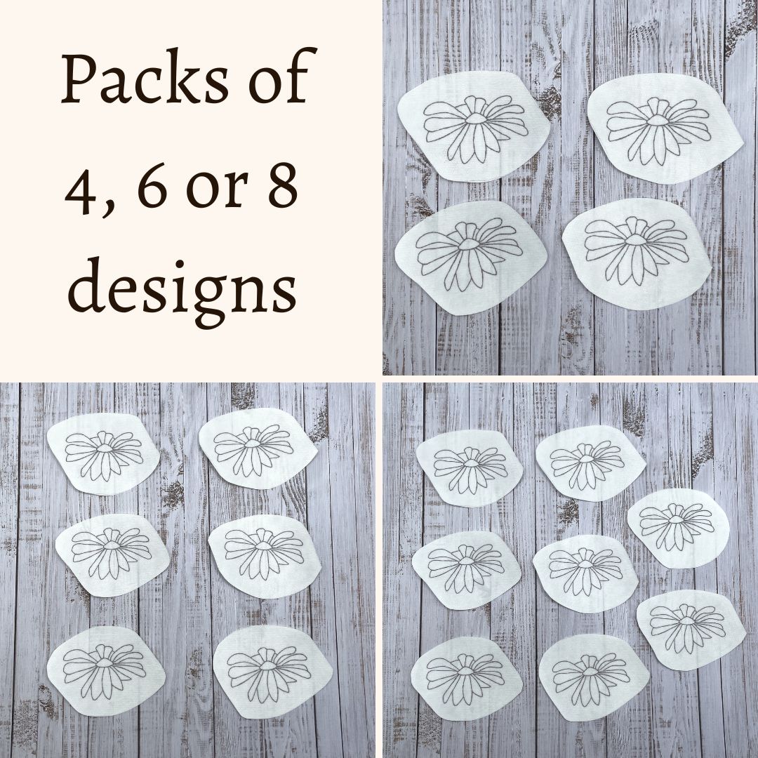 Ox eye daisy embroidery stickers | Napkin set