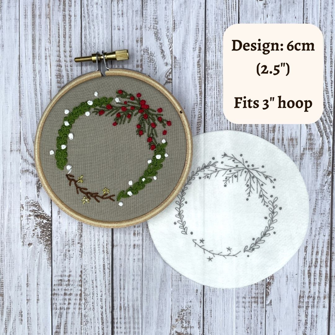 Pack of Christmas wreath embroidery stickers