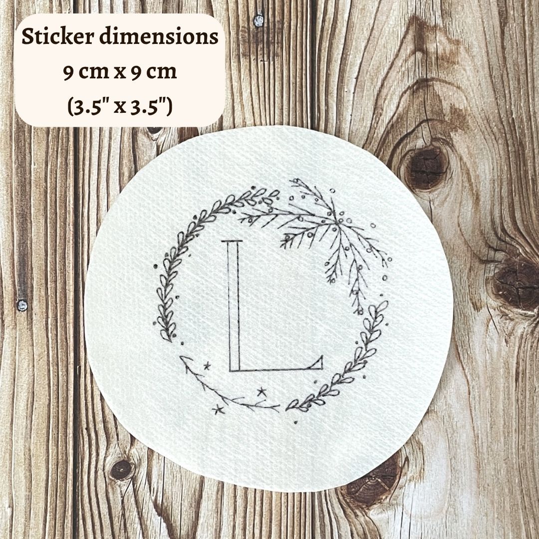 Sticker dimensions are nine centimetres or three and a half inches.